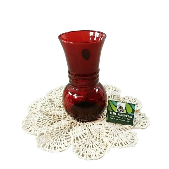 Vase Hocking Royal Ruby Red Ball Base Design 6-1/2" Tall - Picture 4 of 6